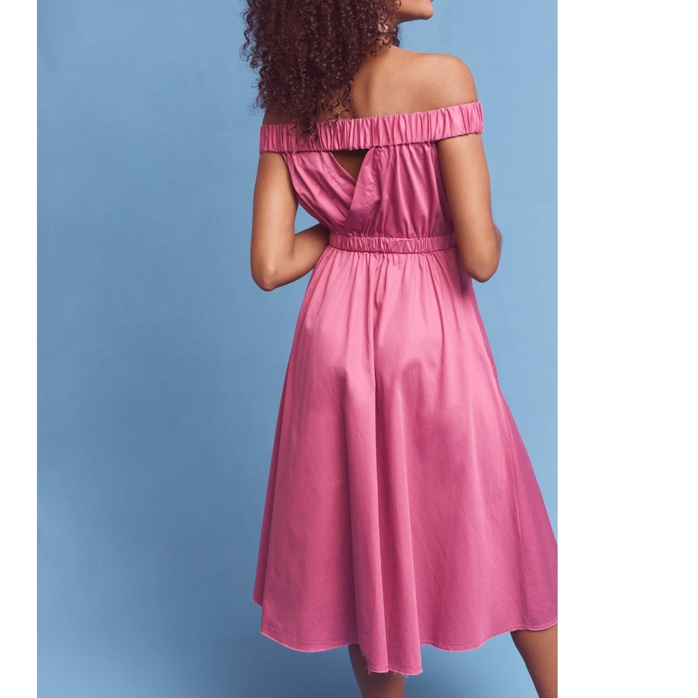 Maeve Anthropologie Mona Off The Shoulder Elastic Waist Midi‎ Dress Small Cotton